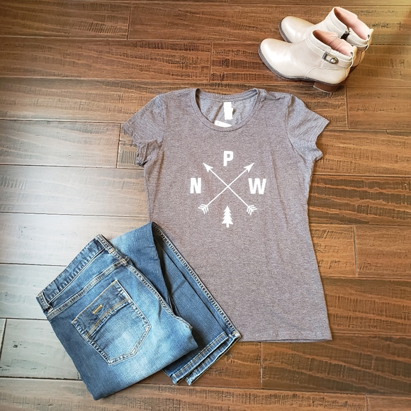 Pacific Northwest PNW Gray Graphic Design Tee T-Shirt NWT Large - Picture 2 of 8